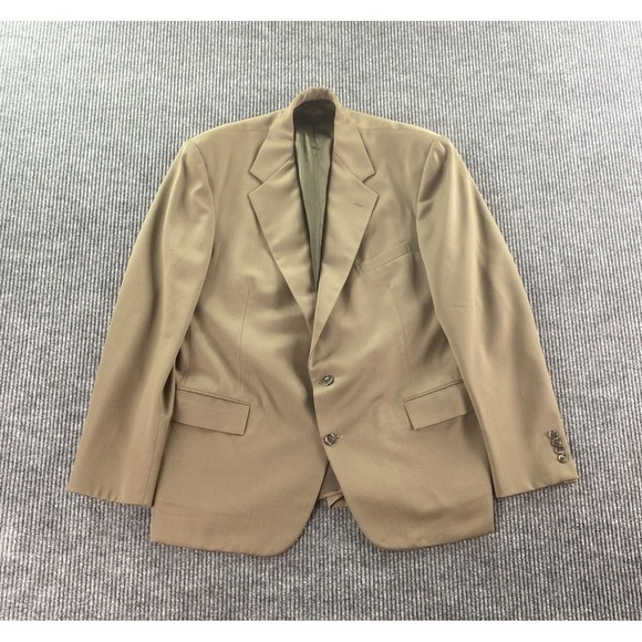 Polo Ralph Lauren Suit Jacket 46 R Taupe Wool Solid Luxury Blue Label Premium